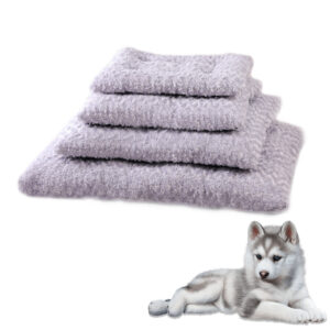 Customized dog soft mat with PV plush grey color PP white cotton filling pet bed manufacturer